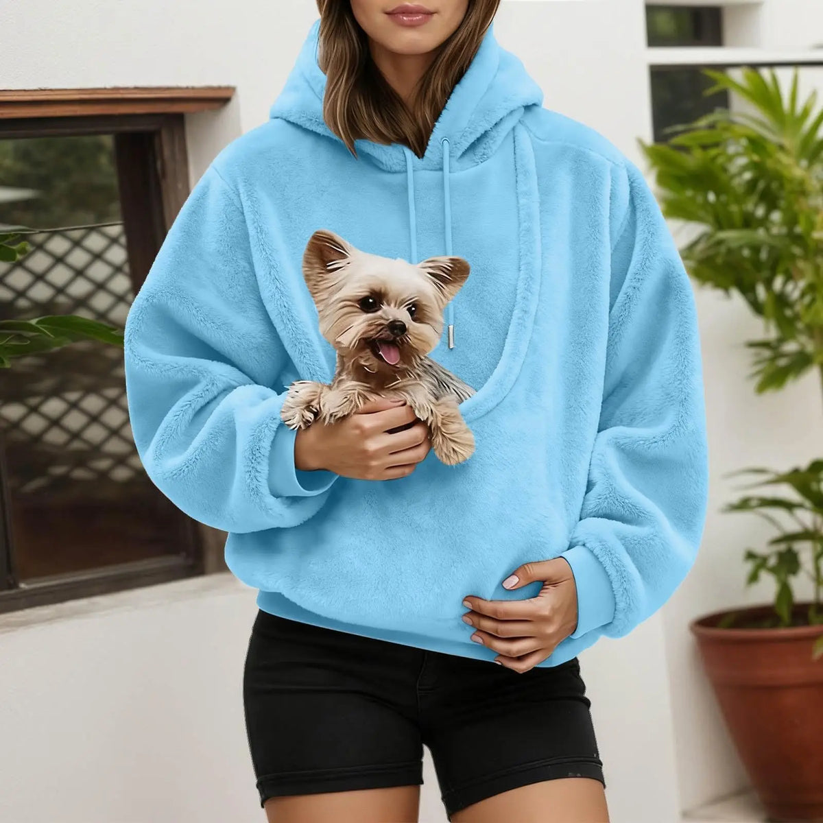 Unisex Pet Carrier Hoodie by Jelieora Venture showing a cozy, stylish hoodie with built-in pet compartment and comfortable fit.