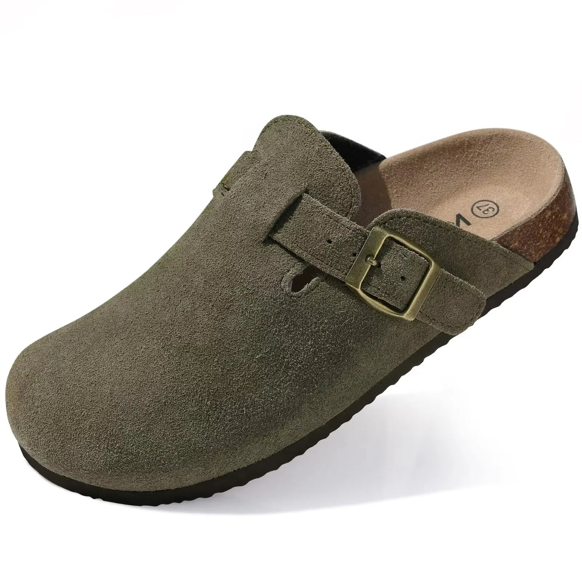 Women's suede cork footbed mule clogs by Jelieora Venture, with a stylish slip-on design and comfortable footwear for casual wear.