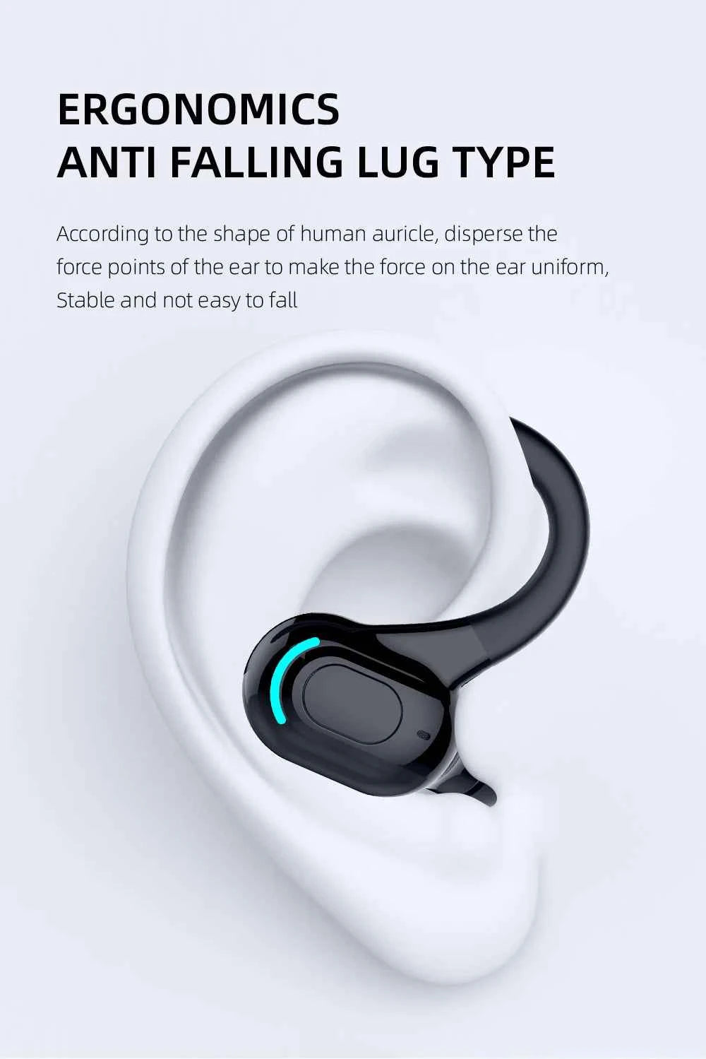 Bluetooth 5.2 Single Ear Wireless Earphone with Mic – Waterproof Mini Ear Hook (1 Earbud)
