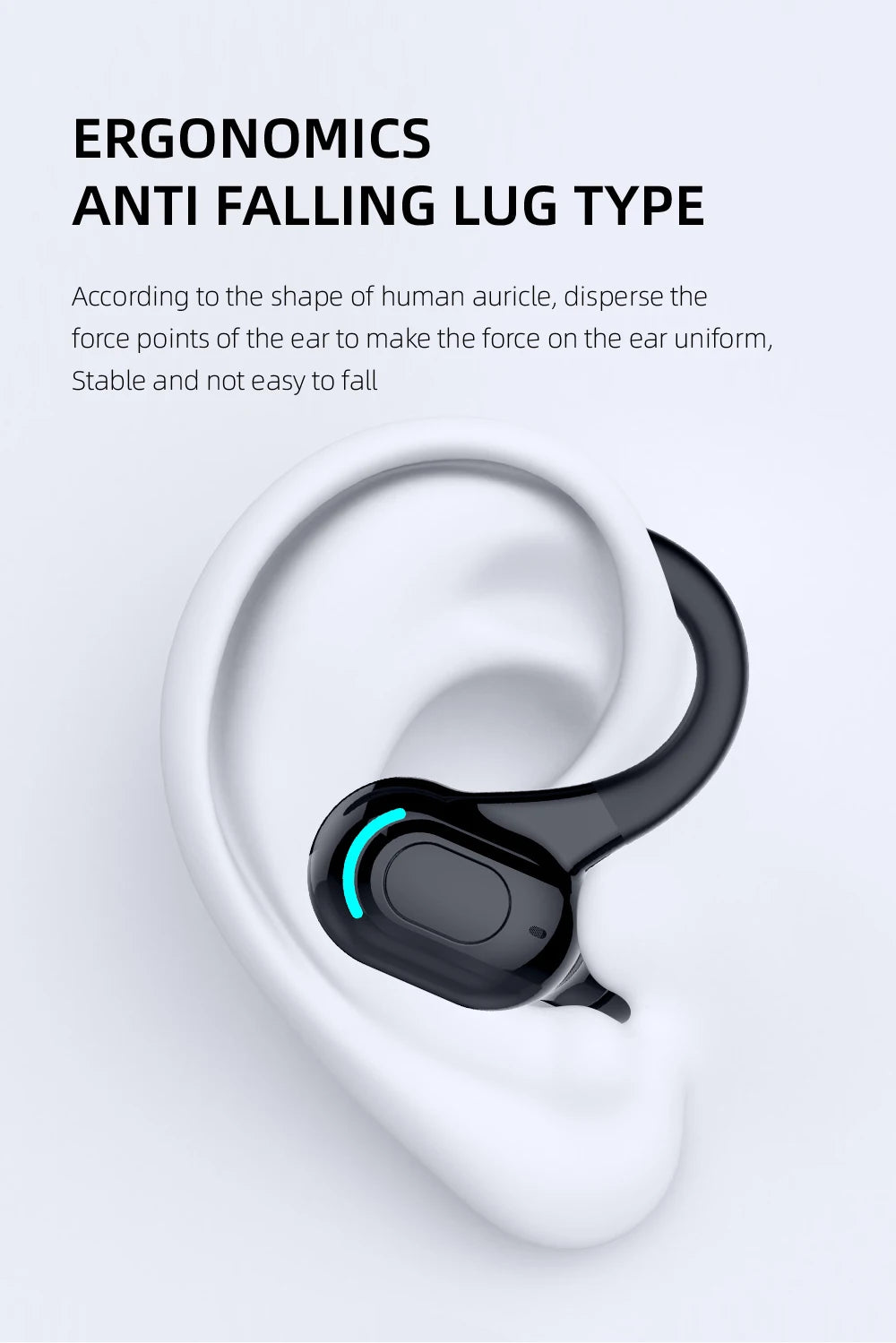 Bluetooth 5.2 Single Ear Wireless Earphone with Mic – Waterproof Mini Ear Hook (1 Earbud)