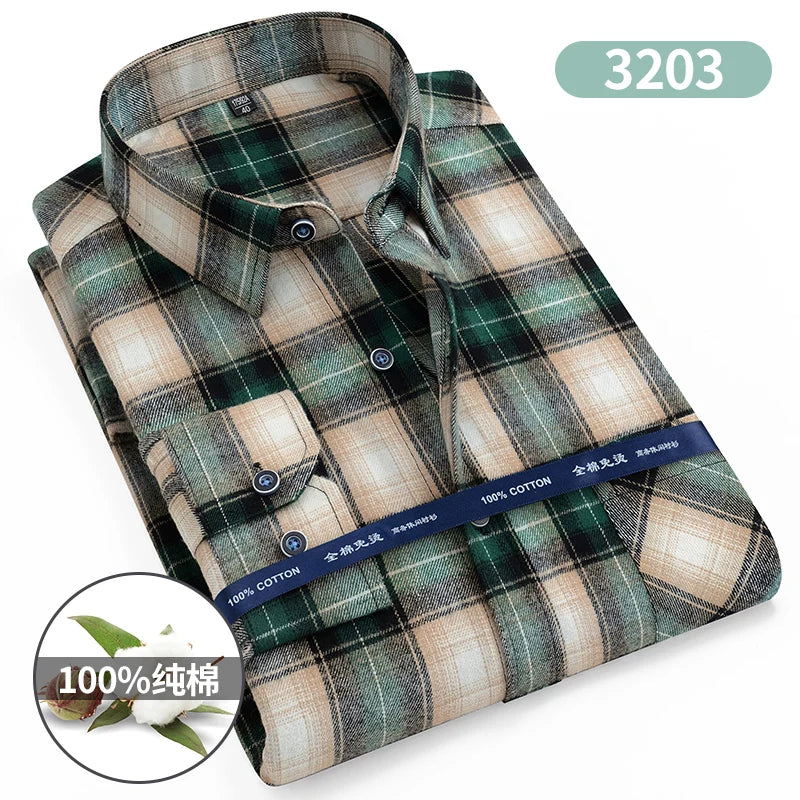 Men's cotton flannel plaid shirt by Jelieora Venture in extended sizes up to 11XL, featuring a classic plaid pattern and button-up style.
