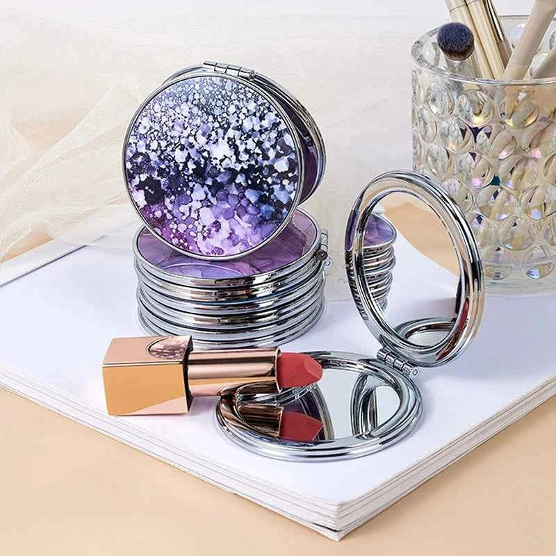 Vintage Stripe Compact Makeup Mirror | Portable Mini Bag Mirror