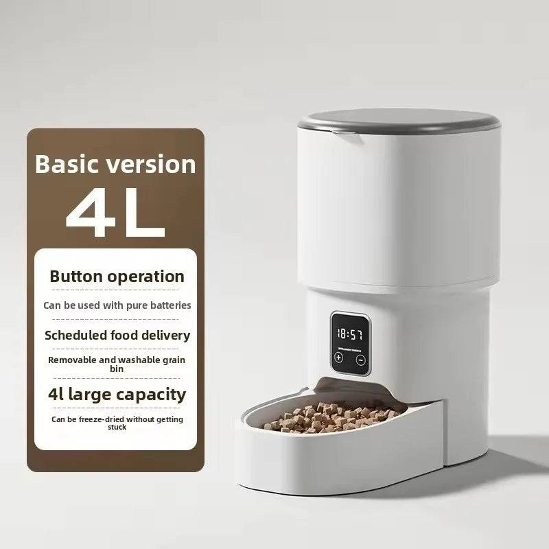 Jelieora Venture automatic pet feeder with digital timer, remote control, and visible food dispenser for dogs and cats.