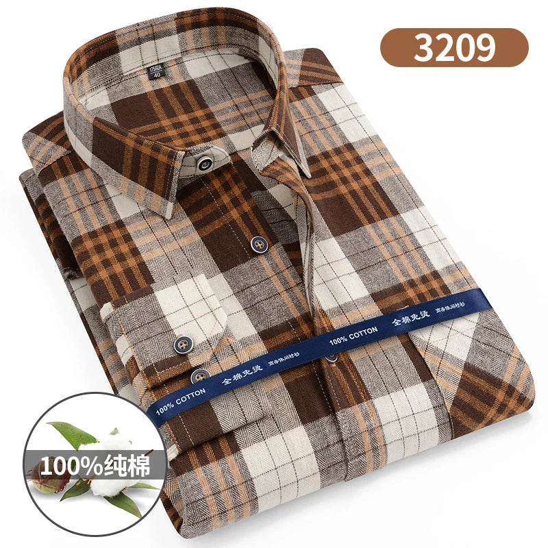 Men's cotton flannel plaid shirt by Jelieora Venture, shown in extended sizes up to 11XL, featuring a classic checkered pattern.