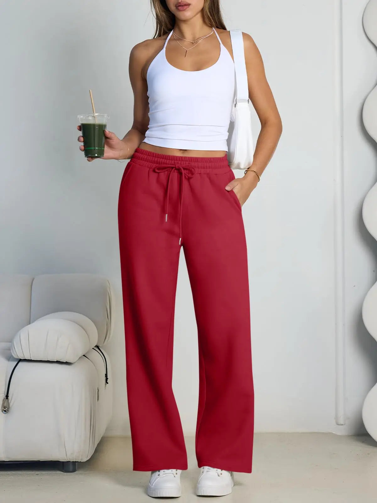 Women's wide-leg jogger sweatpants by Jelieora Venture, featuring a relaxed fit and soft fabric in a casual style.