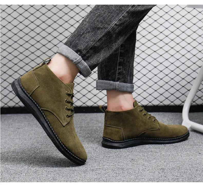Men's High Top Faux Suede Lace-Up Casual Boots