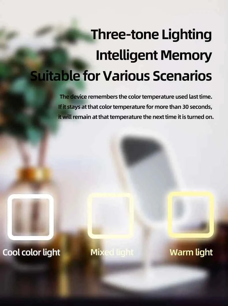 LED Desktop Vanity Mirror | 3 Colour Lights Touch Control Makeup Mirror