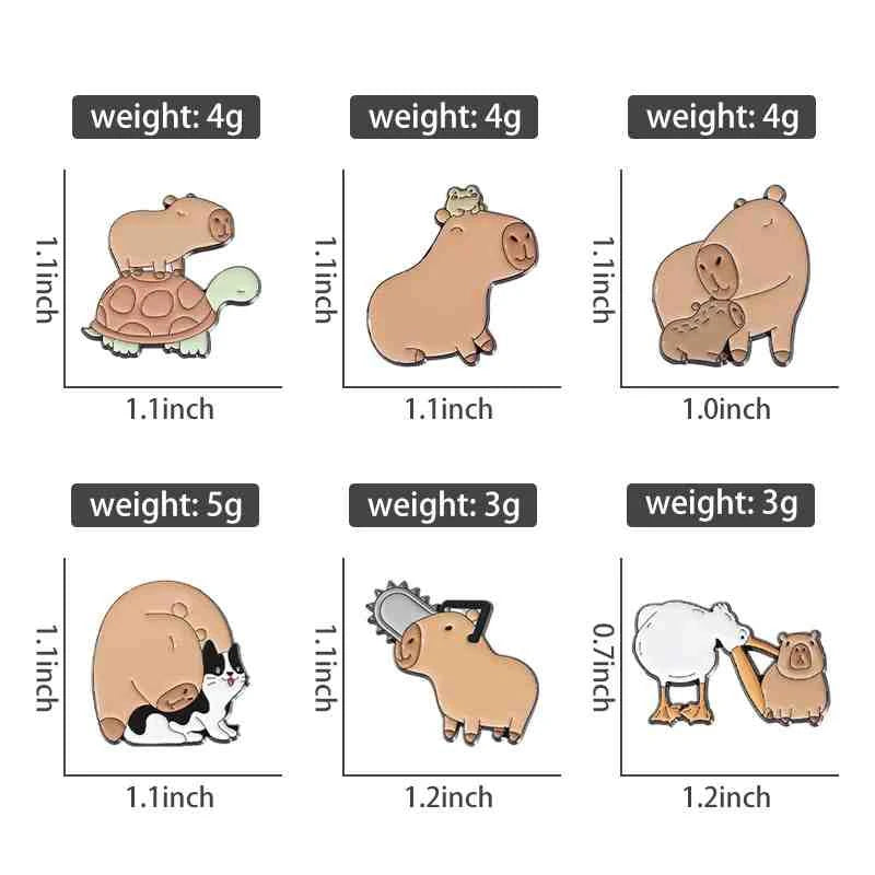 Cute Animals Enamel Pins Set: Adorable Cat & Capybara Badges for Every Outfit