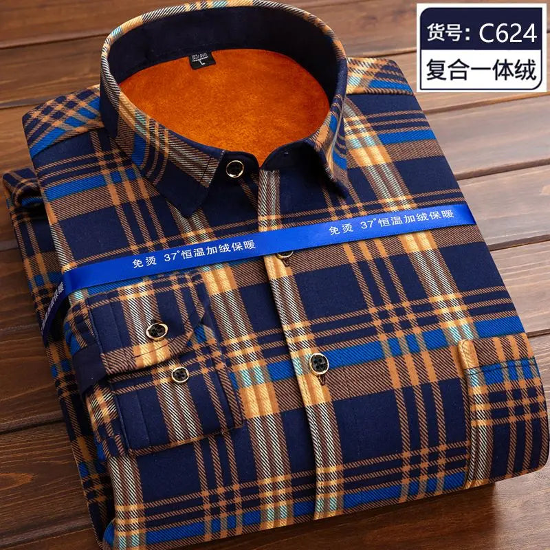 Men's plaid shirt jacket by Jelieora Venture, fleece-lined tops with a classic plaid pattern and button closure.