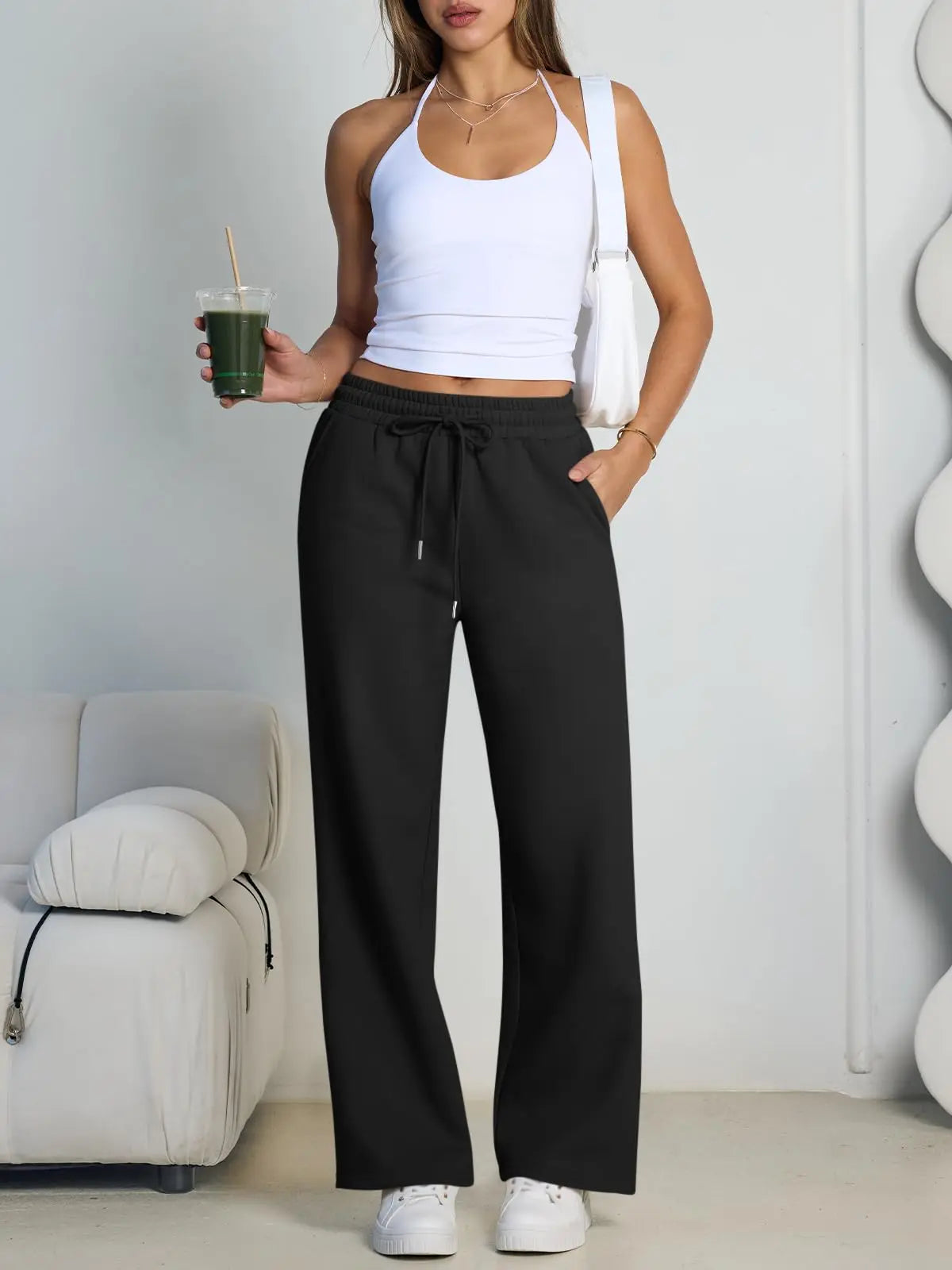 Women's wide leg jogger sweatpants by Jelieora Venture, featuring a relaxed fit and comfortable fabric in a casual style.