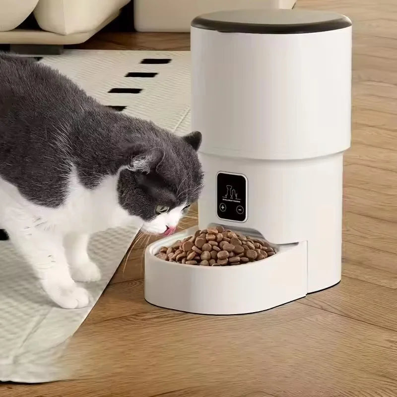 Jelieora Venture automatic pet feeder for dogs and cats with smart timer, remote control, and visible food dispenser for puppy and kitten care.