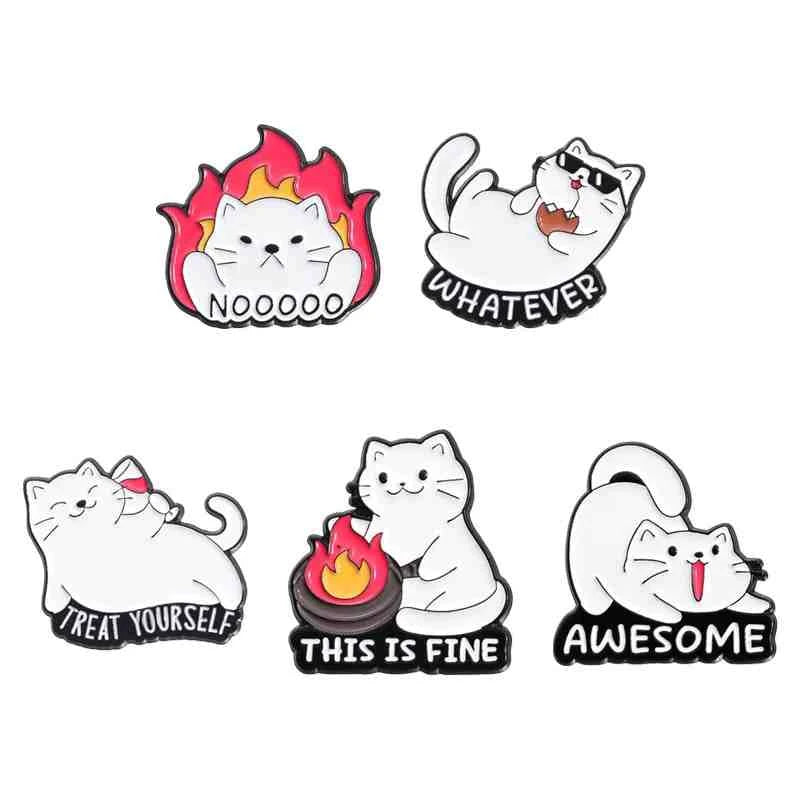 Cute Animals Enamel Pins Set: Adorable Cat & Capybara Badges for Every Outfit