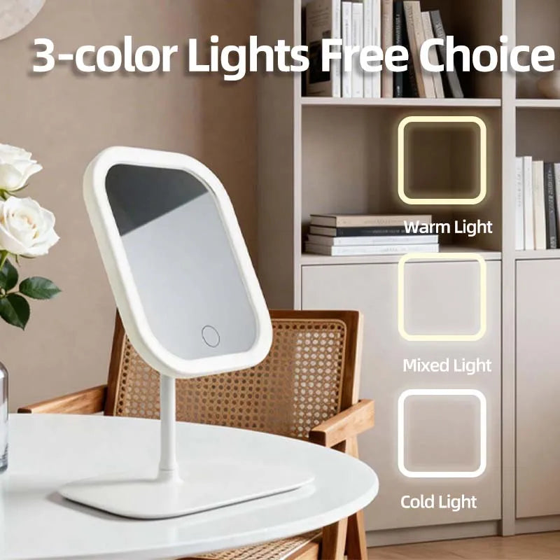 LED Desktop Vanity Mirror | 3 Colour Lights Touch Control Makeup Mirror