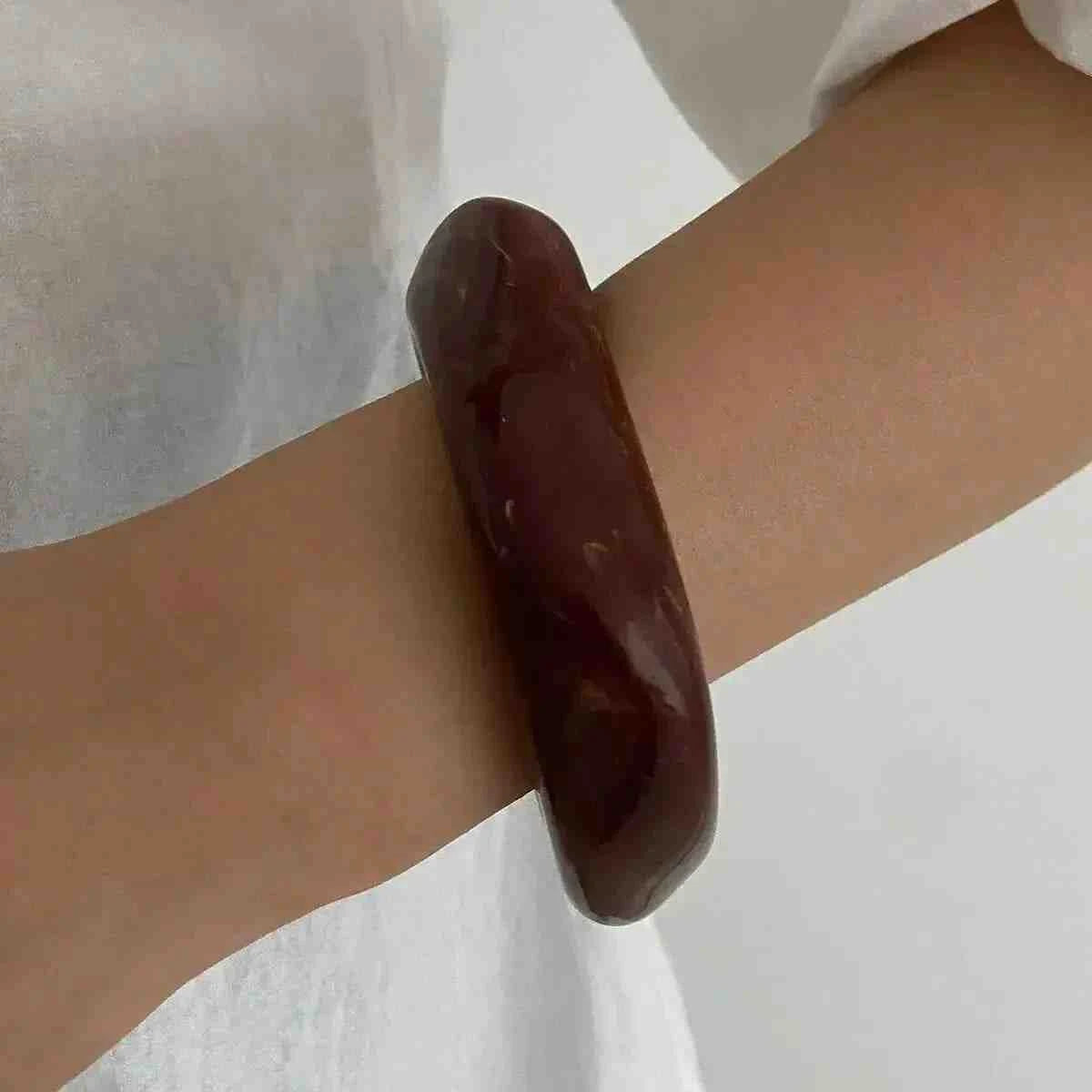 Boho Resin Geometric Bracelet | Funky Punk Irregular Wide Bangle for Women