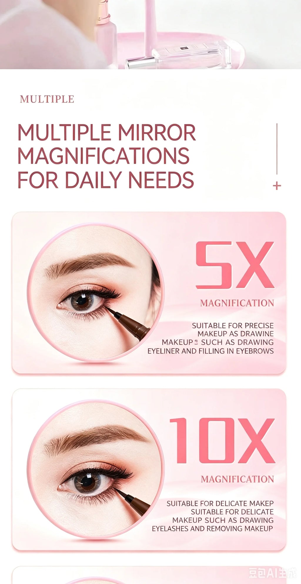 Set of 3 Portable Suction Cup Magnifying Mirrors 5x 10x 15x HD Detail Makeup Mirror for Makeup Pore And Blackhead Removal