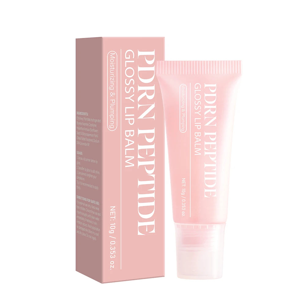 Jelieora Venture PDRN Peptide Jelly Gloss Balm in a clear jar, showing glossy pink lip balm with a smooth, shiny texture.