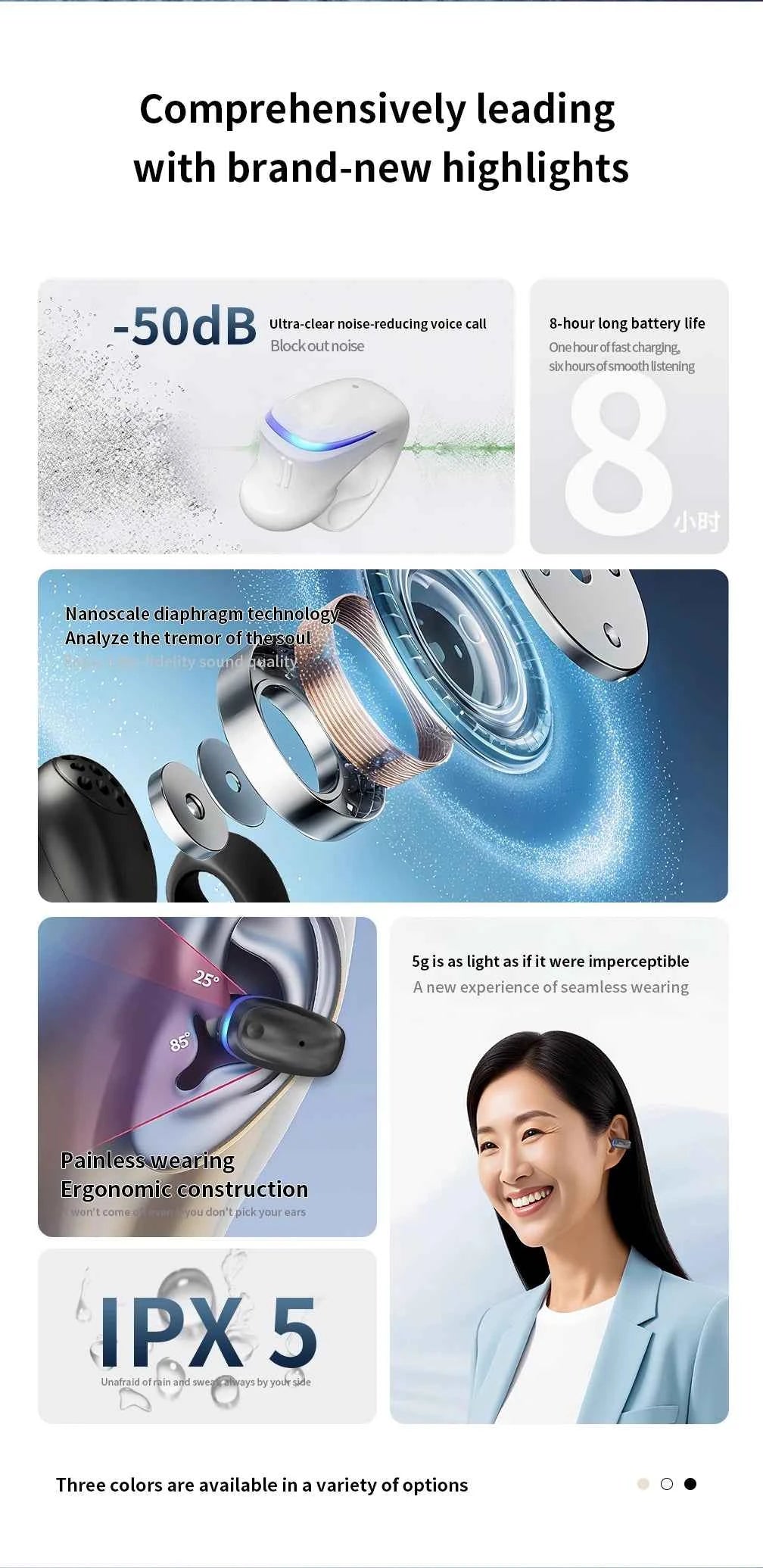 Wireless Bluetooth 5.3 Bone Conduction Clip Earphone | Single Ear Sport Headset