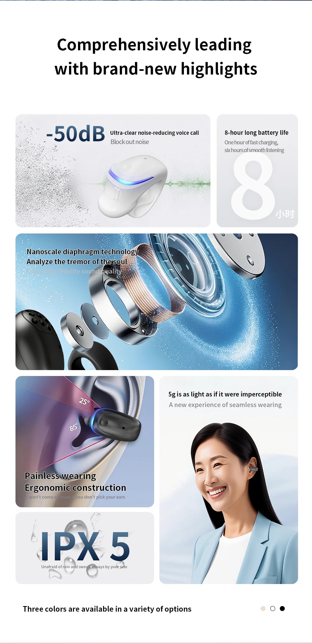 Wireless Bluetooth 5.3 Bone Conduction Clip Earphone | Single Ear Sport Headset