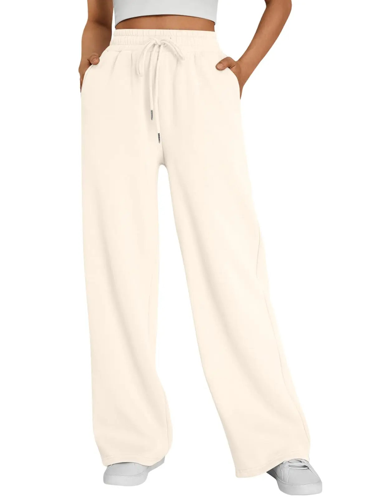 Women's wide leg jogger sweatpants by Jelieora Venture, featuring a relaxed fit and soft fabric, displayed on a hanger.