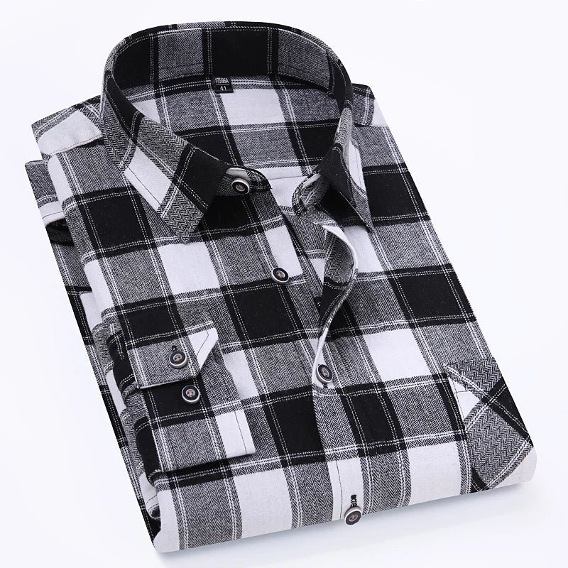 Men's cotton flannel plaid shirt by Jelieora Venture, shown in extended sizes up to 11XL, featuring a classic button-up design.