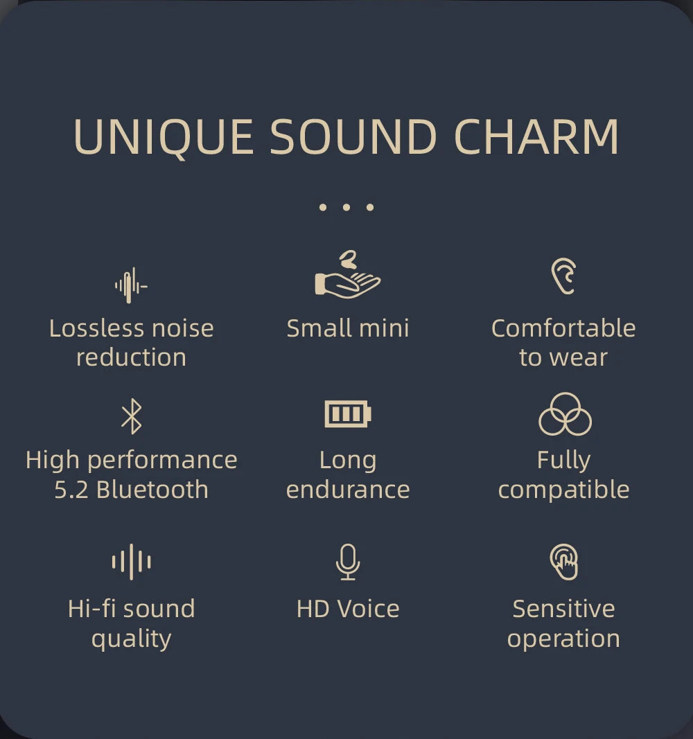 Bluetooth 5.2 Single Ear Wireless Earphone with Mic – Waterproof Mini Ear Hook (1 Earbud)