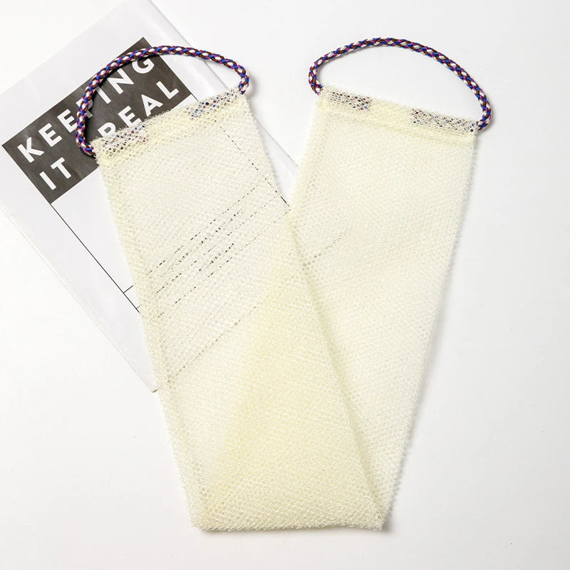 African Net Bath Sponge by Jelieora Venture, 77cm long exfoliating body scrubber for shower and back skin smoothing.