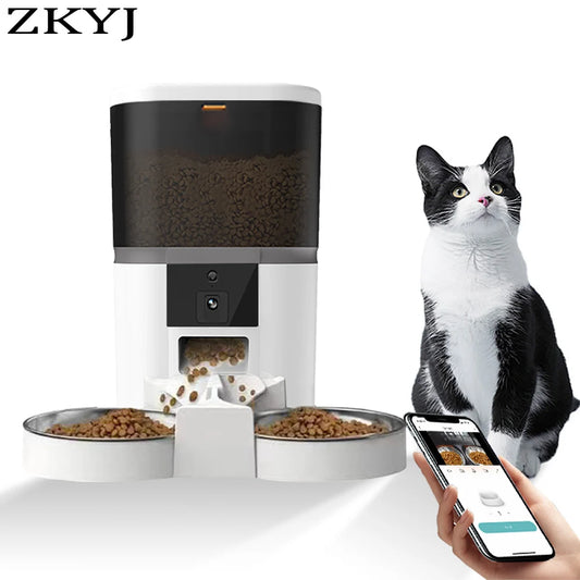 Jelieora Venture 4L automatic pet feeder with HD camera for cats and dogs, featuring remote feeding and dual pet compatibility.
