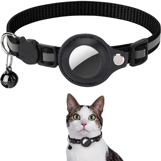 Jelieora Venture reflective nylon cat collar with bell, breakaway safety buckle, GPS tracker holder, suitable for kittens and small pets