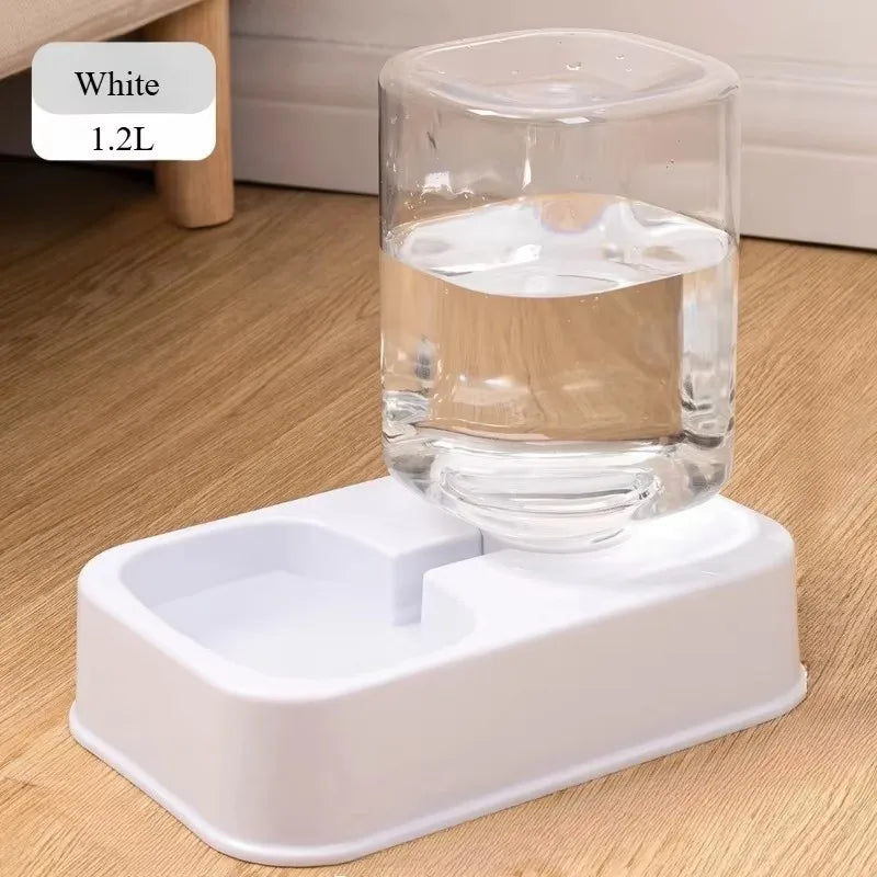 Automatic pet feeder with water bowl for cats and dogs, Jelieora Venture, portion-controlled, battery-free pet accessory.