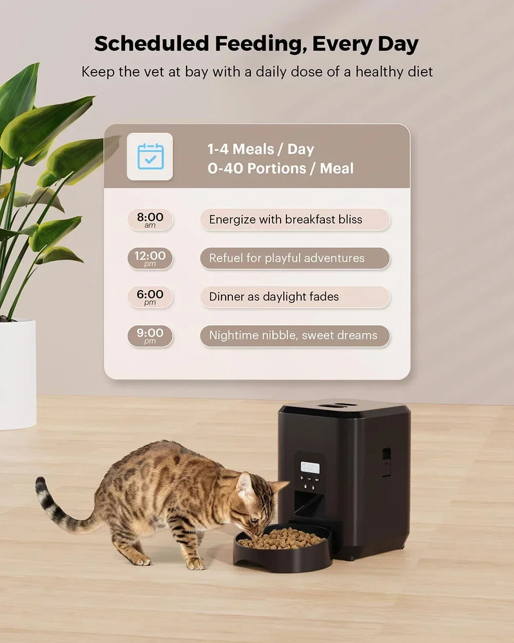 Jelieora Venture smart automatic pet feeder with timer, digital display, and food compartments for convenient pet feeding.