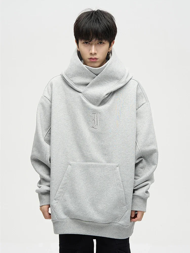 Men's turtleneck hoodie by Jelieora Venture, featuring a cozy design with a high collar and comfortable fit.