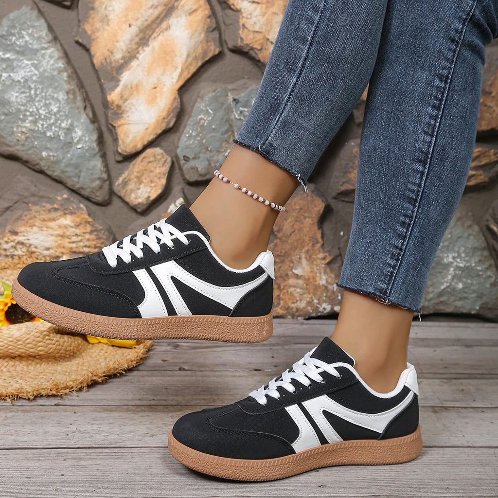 Women's Casual Lace-Up Sneakers | Round Toe Comfortable Walking Trainers