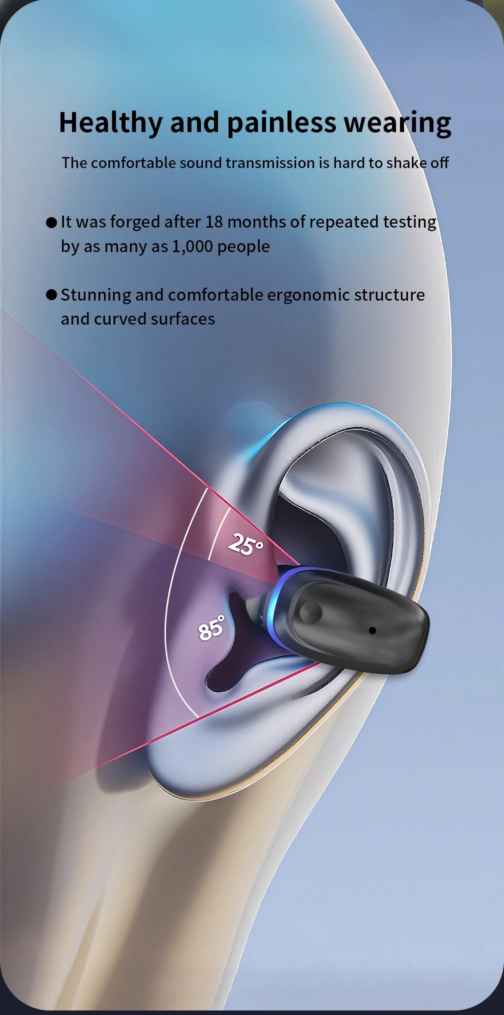 Wireless Bluetooth 5.3 Bone Conduction Clip Earphone | Single Ear Sport Headset