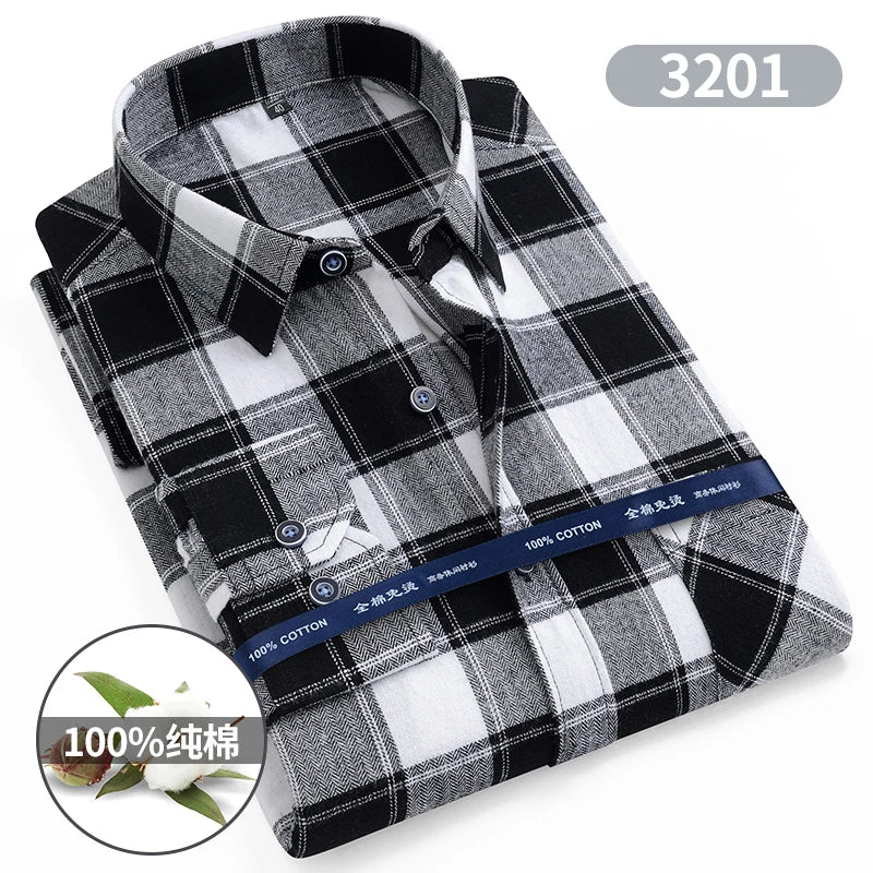 Men's cotton flannel plaid shirt by Jelieora Venture in extended sizes up to 11XL, featuring classic plaid pattern and button-front design.