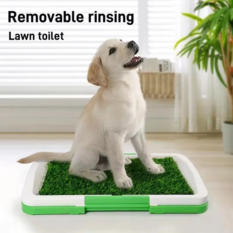Jelieora Venture artificial grass dog potty with splashproof tray, washable and reusable puppy pad for indoor pet training.