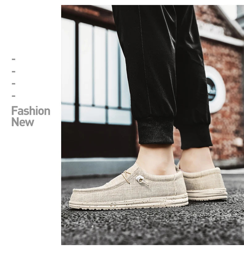 Men's denim canvas trainers by Jelieora Venture featuring casual style and white rubber soles, displayed on a neutral background.