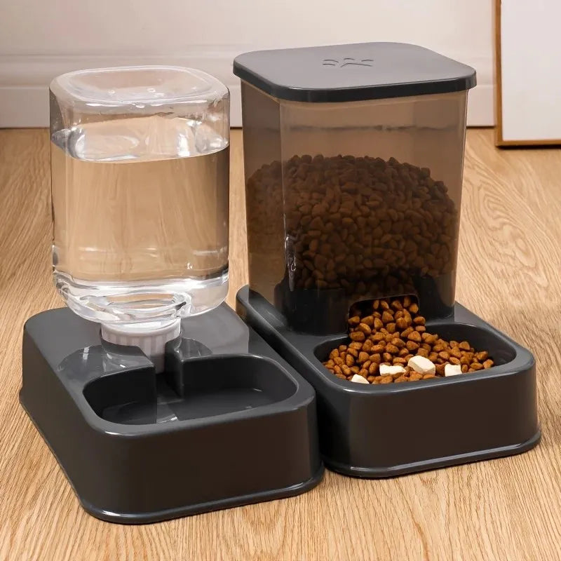 Jelieora Venture automatic pet feeder and waterer with portion control for dogs and cats, battery-free pet accessory.