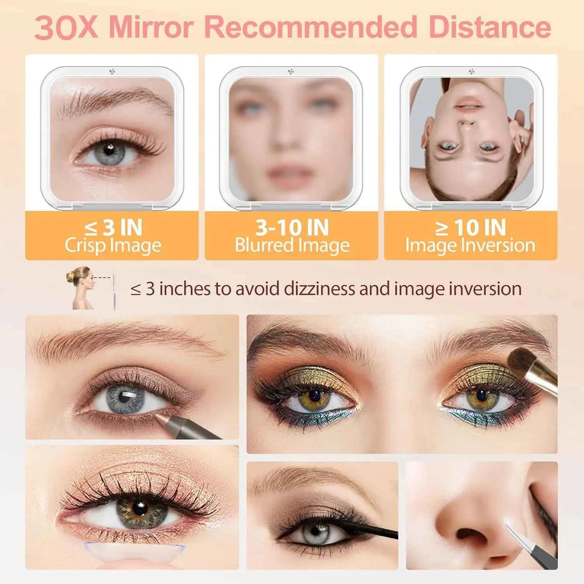 Compact 30x Magnifying Makeup Mirror with Tweezers | Travel Pocket Mirror