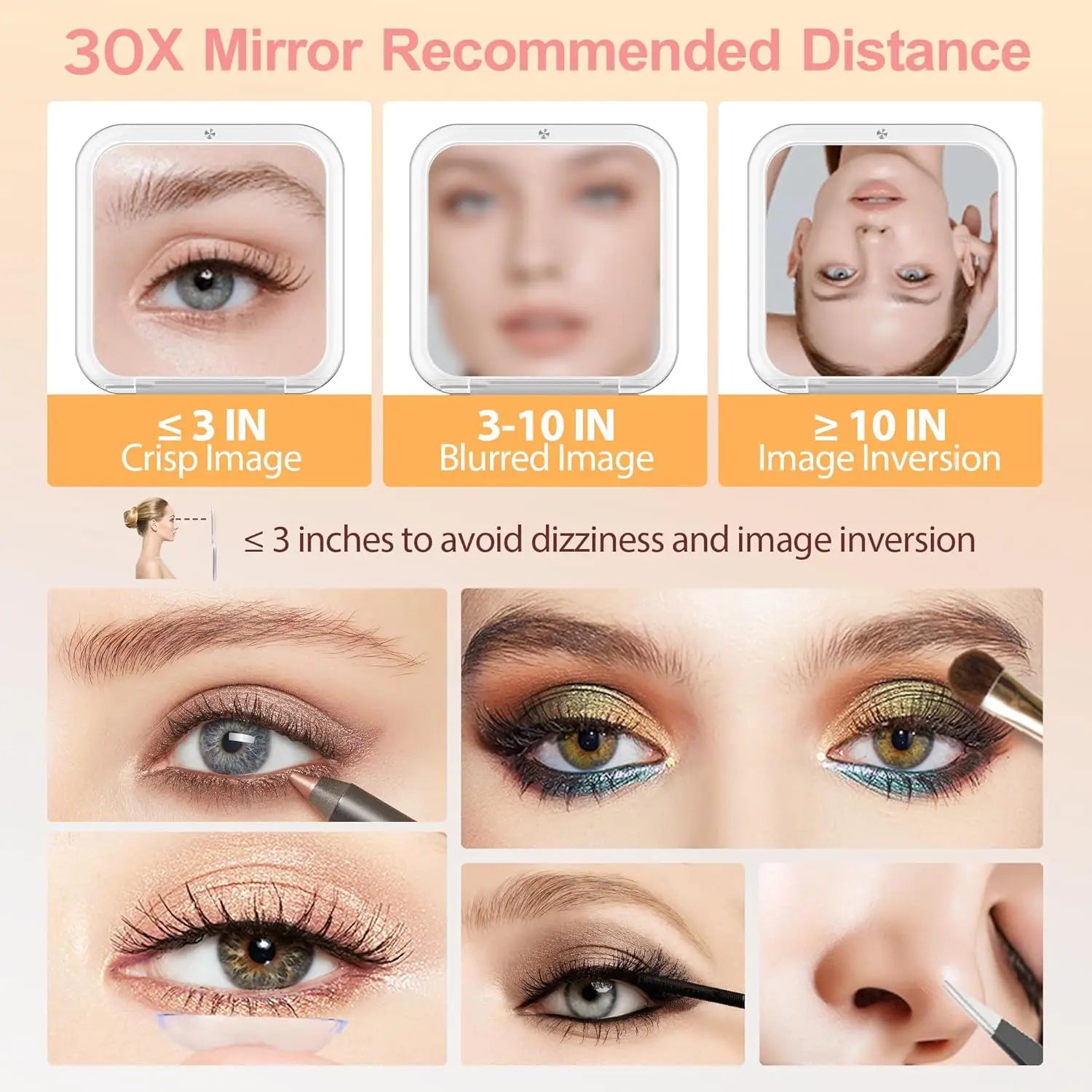 Compact 30x Magnifying Makeup Mirror with Tweezers | Travel Pocket Mirror