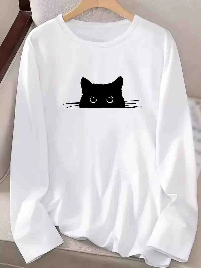 Women's Cat Print Long Sleeve Top
