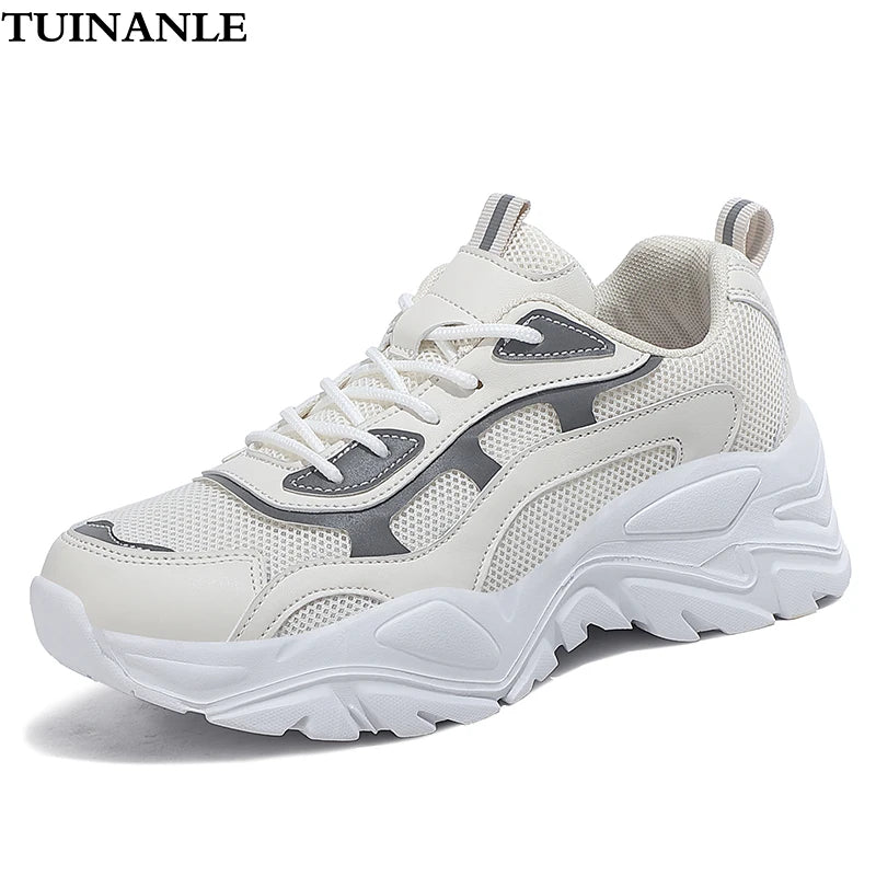 Women's vulcanized platform chunky sneakers by Jelieora Venture featuring bold, stylish footwear with thick soles and vibrant design.