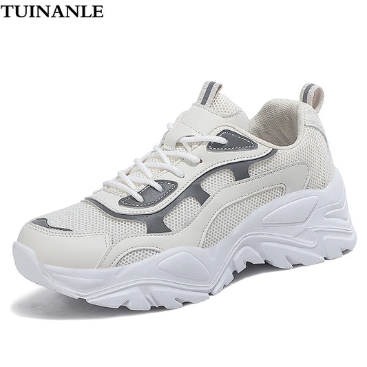 Women's vulcanized platform chunky sneakers by Jelieora Venture featuring bold, stylish footwear with thick soles and vibrant design.