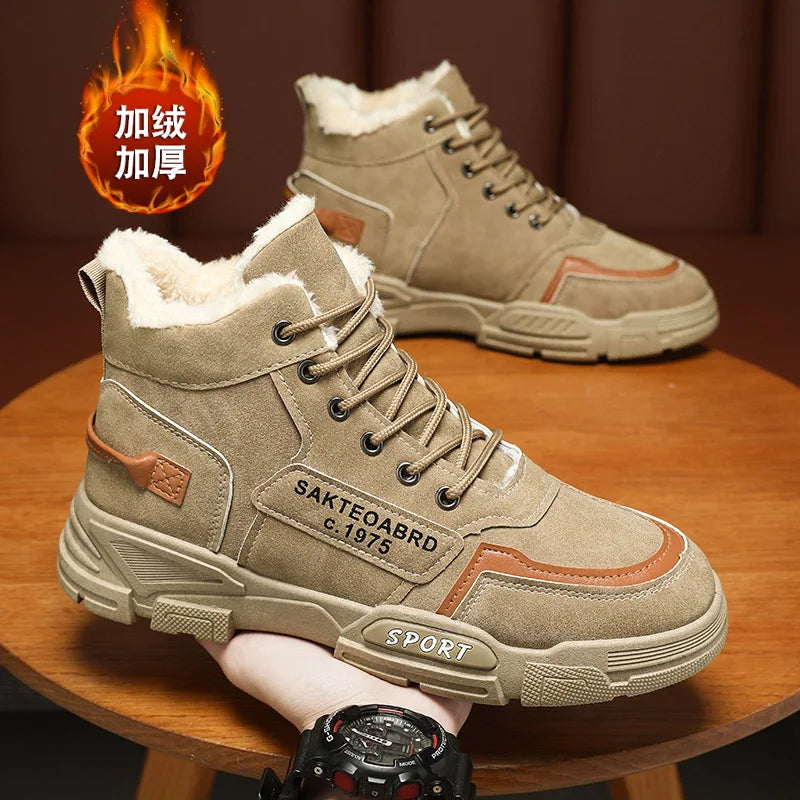 Men's High Top Faux Suede Lace-Up Casual Boots