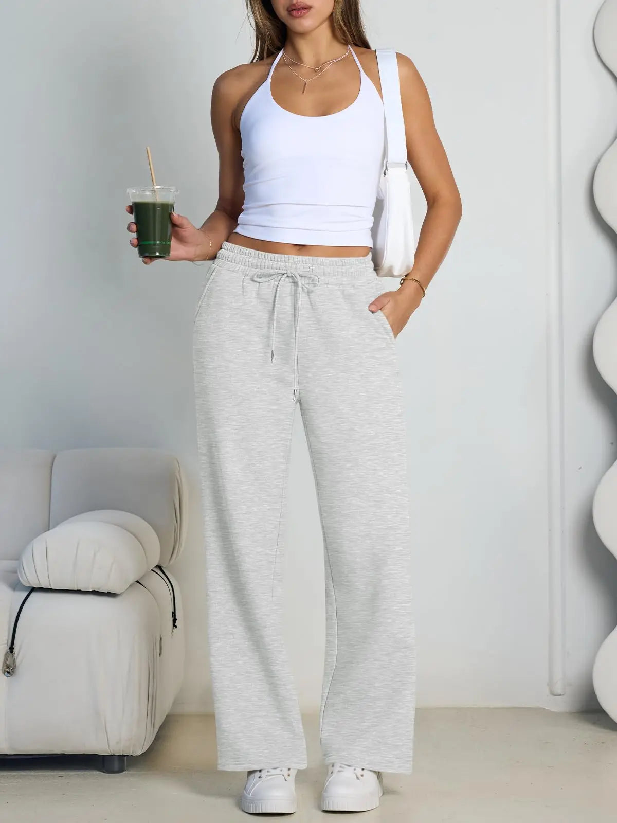 Women’s wide-leg jogger sweatpants by Jelieora Venture, soft fabric, and relaxed fit with elastic waistband and cuffs.