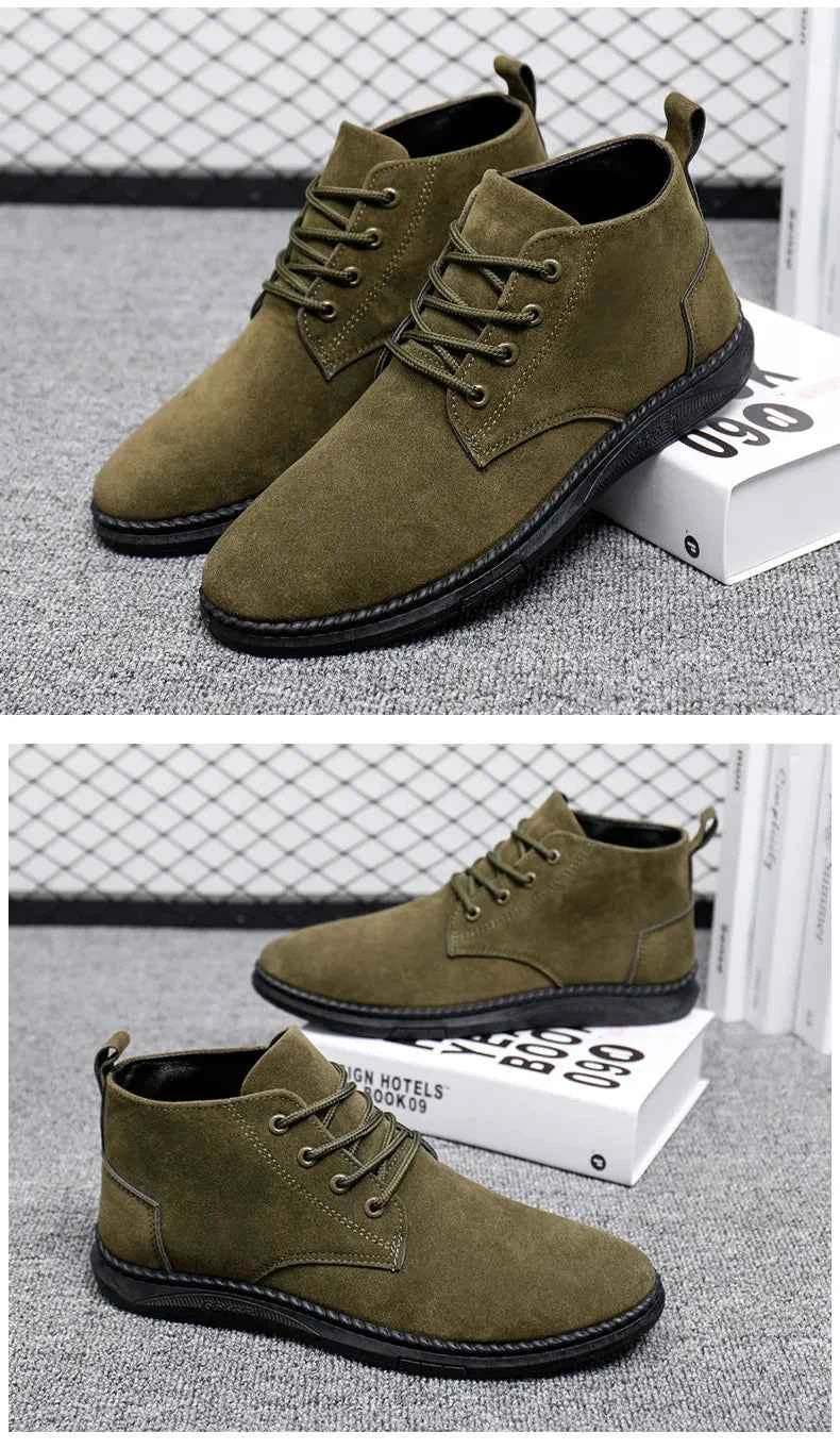 Men's High Top Faux Suede Lace-Up Casual Boots