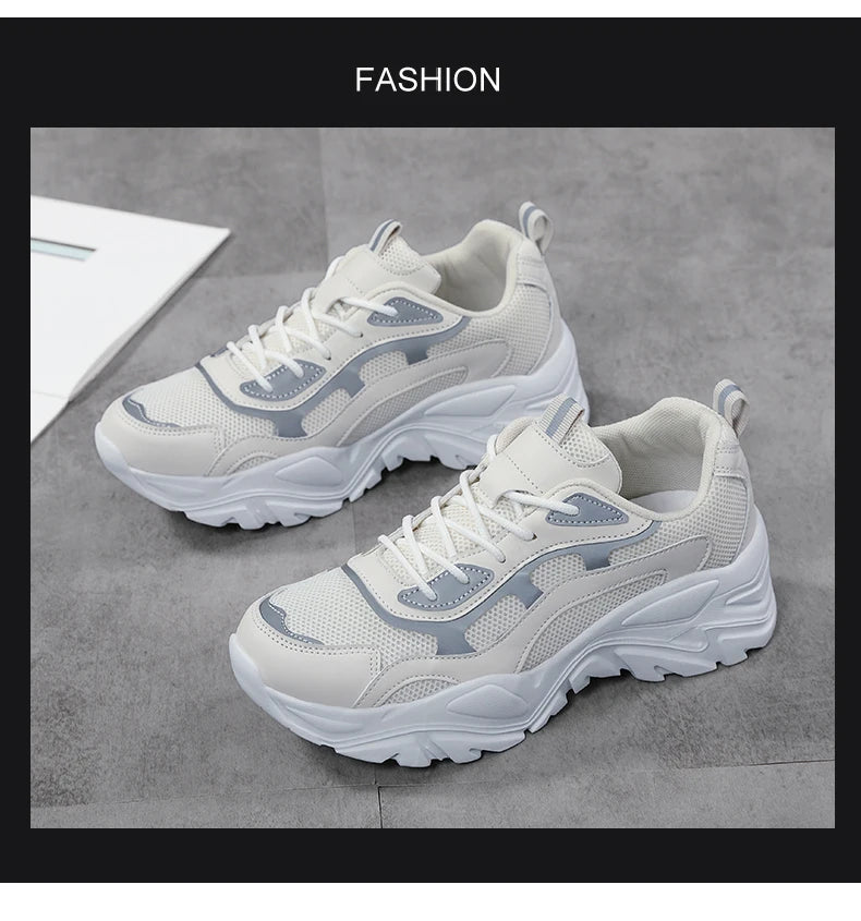 Women's vulcanized platform chunky sneakers by Jelieora Venture featuring a bold, stylish design with thick rubber soles.