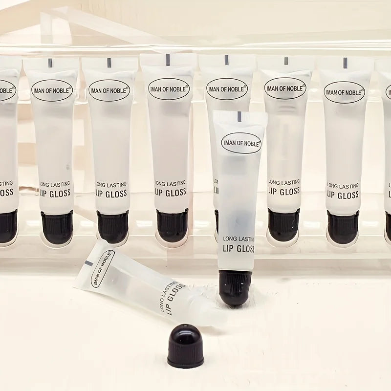 Shiny glossy lip gloss from Jelieora Venture, showing smooth application and reflective finish on lips.