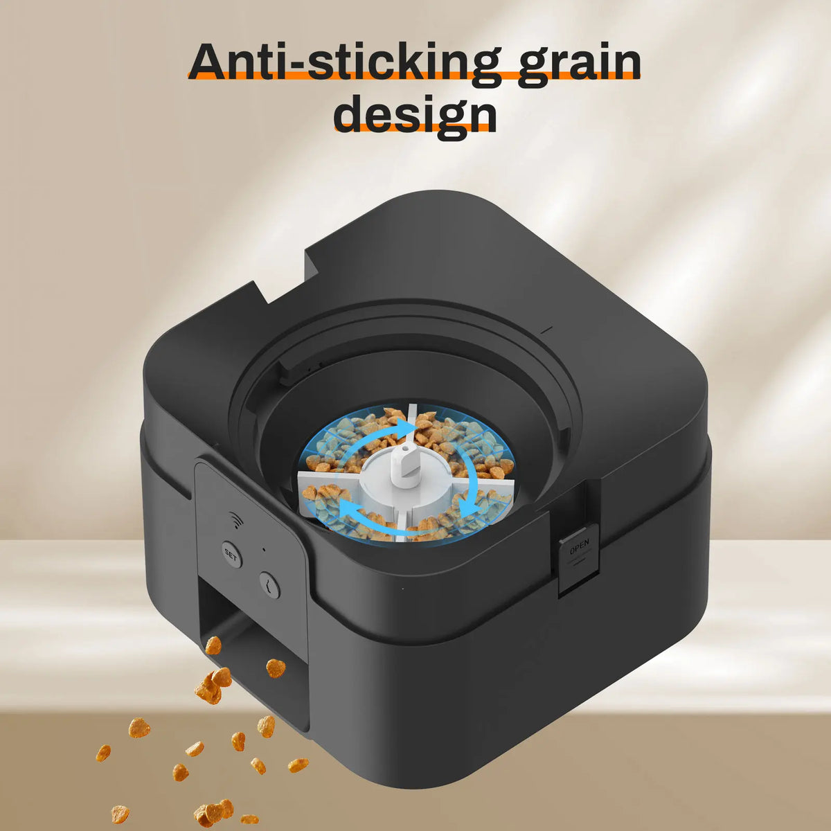 Jelieora Venture automatic pet feeder for cats and dogs with timed, slow food dispensing and a durable bowl for pet feeding.