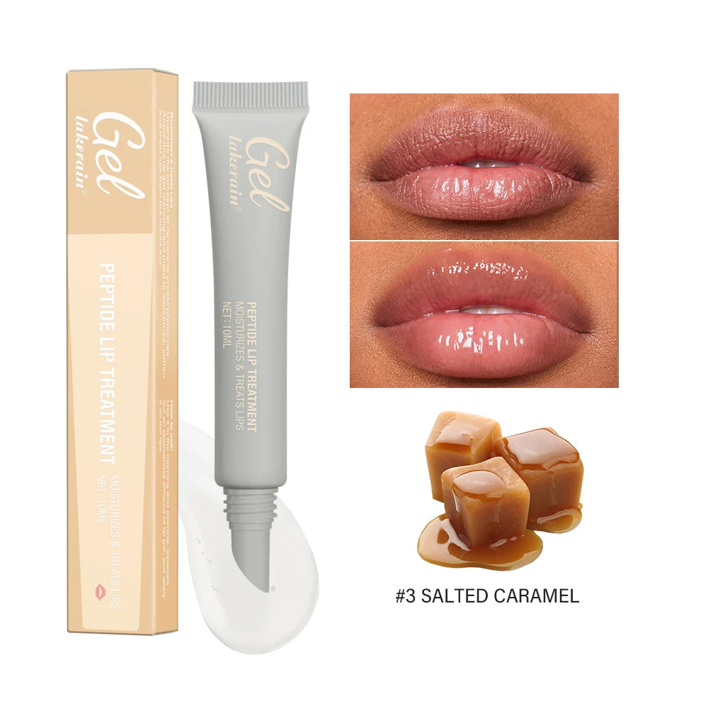 Jelieora Venture Lakerain Peptide Lip Treatment gel in a 10ml transparent jar, moisturizing, repairing, and reducing fine lines on lips.