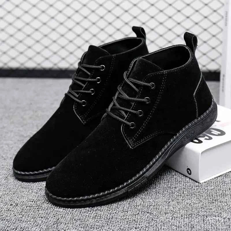 Men's High Top Faux Suede Lace-Up Casual Boots